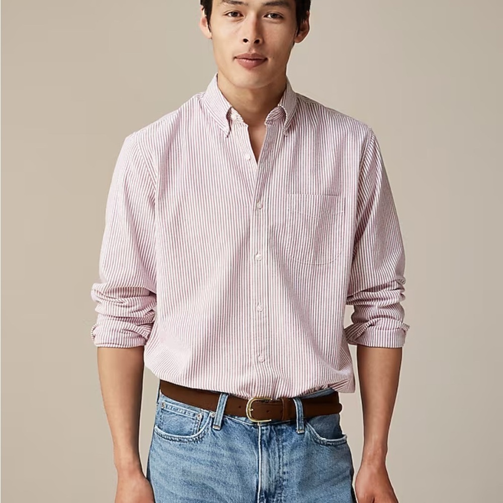 Men's Striped Shirt - Red and White